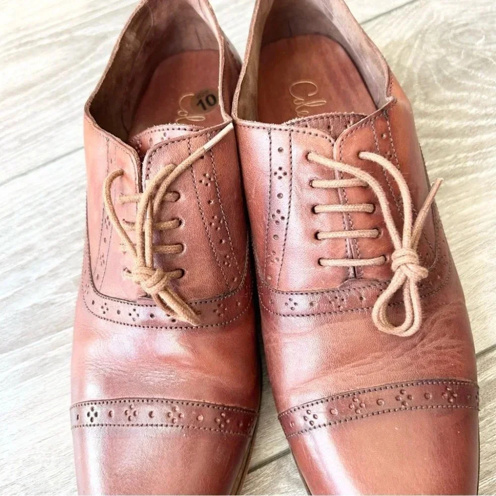 Cole Haan Full Leather Lace Up Oxfords in British Tan